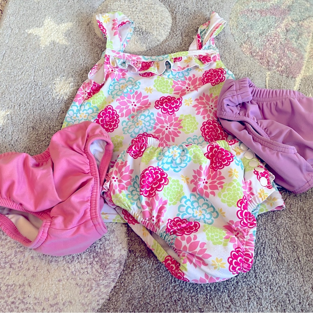 Toddler girls swim bundle with two piece and two swim diapers